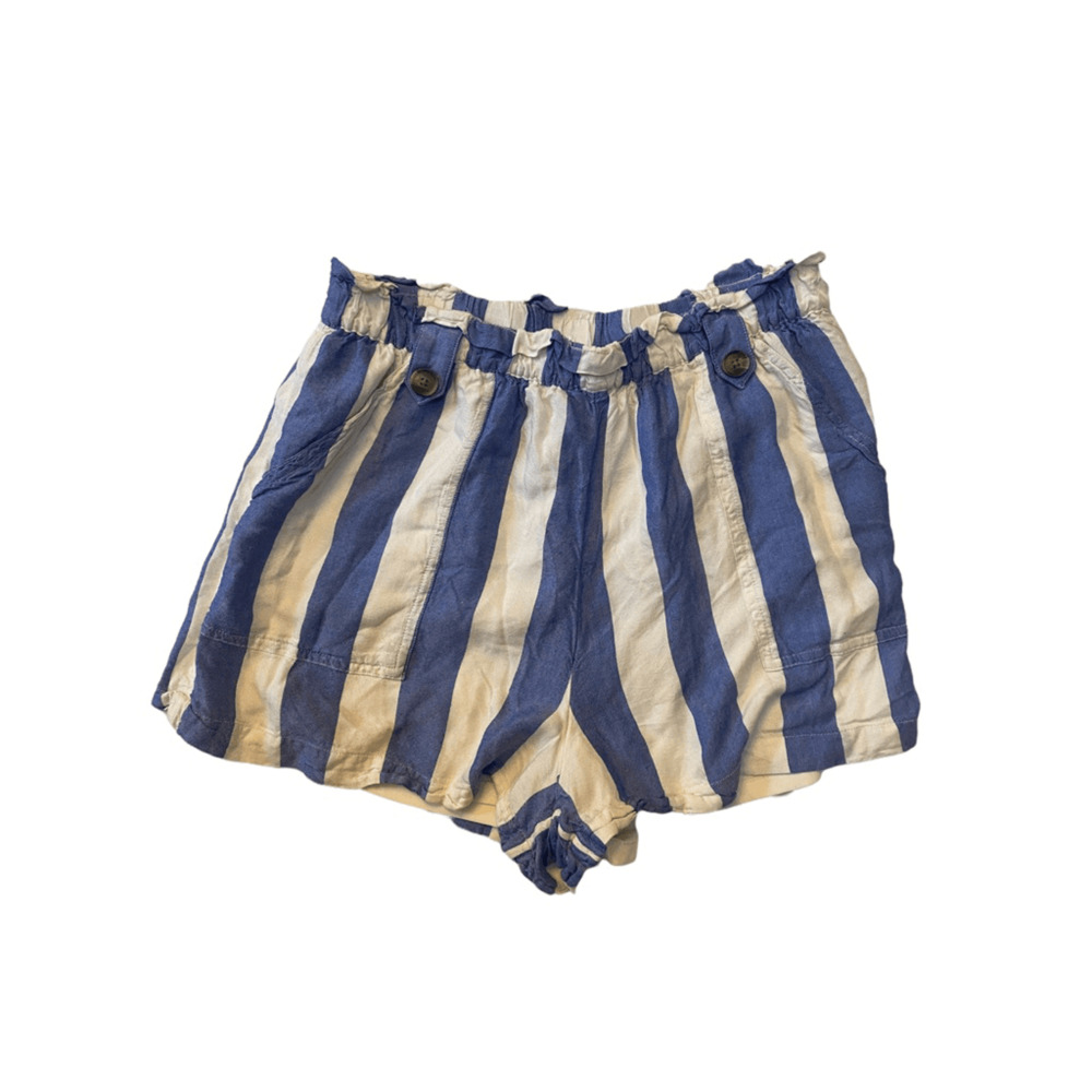 AMERICAN EAGLE White and Blue Stripped SHORTS MEDIUM